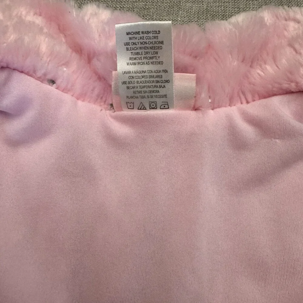 Little Lass 2T Pink Sparkle Sequin Sleeveless‎ Fur Vest OverCoat Barbiecore